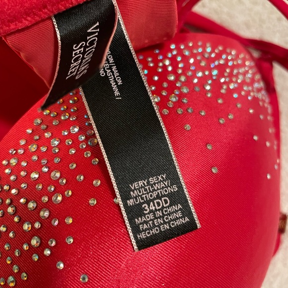Red rhinestone Multi-way Victoria secret Bra 34dd - Picture 2 of 4